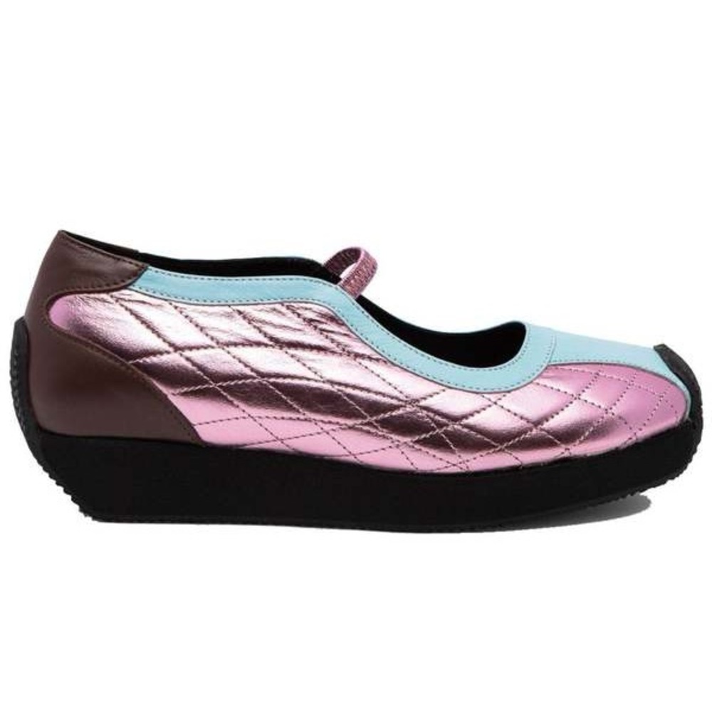 Nicole Saldana Remi pink metallic and blue leather Mary Jane flatform sneakers
